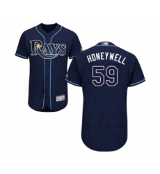 Men's Tampa Bay Rays #59 Brent Honeywell Navy Blue Alternate Flex Base Authentic Collection Baseball Player Jersey