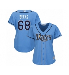 Women's Tampa Bay Rays #68 Jalen Beeks Authentic Light Blue Alternate 2 Cool Base Baseball Player Jersey