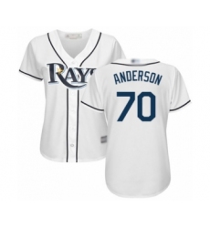 Women's Tampa Bay Rays #70 Nick Anderson Authentic White Home Cool Base Baseball Player Jersey