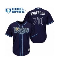 Youth Tampa Bay Rays #70 Nick Anderson Authentic Navy Blue Alternate Cool Base Baseball Player Jersey