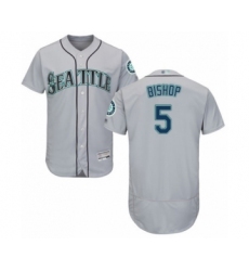 Men's Seattle Mariners #5 Braden Bishop Grey Road Flex Base Authentic Collection Baseball Player Jersey