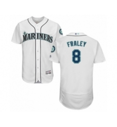 Men's Seattle Mariners #8 Jake Fraley White Home Flex Base Authentic Collection Baseball Player Jersey
