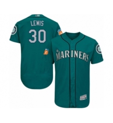 Men's Seattle Mariners #30 Kyle Lewis Teal Green Alternate Flex Base Authentic Collection Baseball Player Jersey