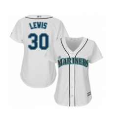Women's Seattle Mariners #30 Kyle Lewis Authentic White Home Cool Base Baseball Player Jersey