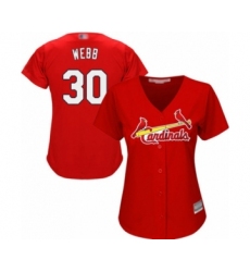 Women's St. Louis Cardinals #30 Tyler Webb Authentic Red Alternate Cool Base Baseball Player Jersey