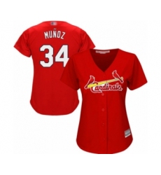 Women's St. Louis Cardinals #34 Yairo Munoz Authentic Red Alternate Cool Base Baseball Player Jersey