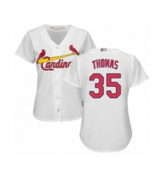 Women's St. Louis Cardinals #35 Lane Thomas Authentic White Home Cool Base Baseball Player Jersey