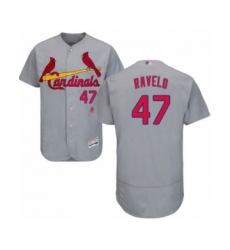 Men's St. Louis Cardinals #47 Rangel Ravelo Grey Road Flex Base Authentic Collection Baseball Player Jersey