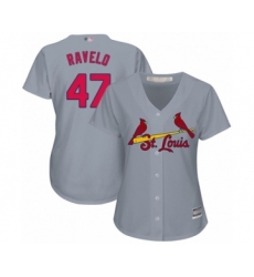 Women's St. Louis Cardinals #47 Rangel Ravelo Authentic Grey Road Cool Base Baseball Player Jersey