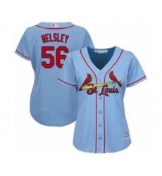 Women's St. Louis Cardinals #56 Ryan Helsley Authentic Light Blue Alternate Cool Base Baseball Player Jersey