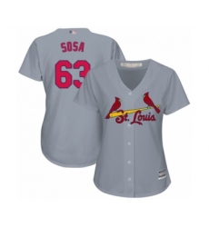 Women's St. Louis Cardinals #63 Edmundo Sosa Authentic Grey Road Cool Base Baseball Player Jersey