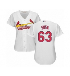 Women's St. Louis Cardinals #63 Edmundo Sosa Authentic White Home Cool Base Baseball Player Jersey