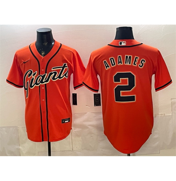 Men's San Francisco Giants #2 Willy Adames Orange Cool Base Stitched Baseball Jersey