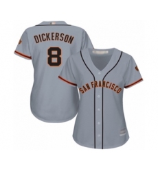 Women's San Francisco Giants #8 Alex Dickerson Authentic Grey Road Cool Base Baseball Player Jersey