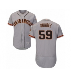 Men's San Francisco Giants #59 Andrew Suarez Grey Road Flex Base Authentic Collection Baseball Player Jersey