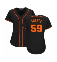 Women's San Francisco Giants #59 Andrew Suarez Authentic Black Alternate Cool Base Baseball Player Jersey