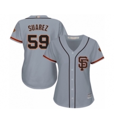 Women's San Francisco Giants #59 Andrew Suarez Authentic Grey Road 2 Cool Base Baseball Player Jersey