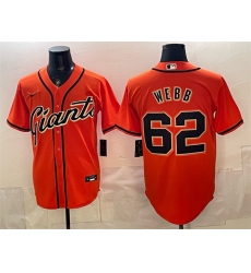 Men's San Francisco Giants #62 Logan Webb Orange Cool Base Stitched Baseball Jersey
