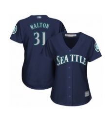 Women's Seattle Mariners #31 Donnie Walton Authentic Navy Blue Alternate 2 Cool Base Baseball Player Jersey