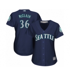 Women's Seattle Mariners #36 Reggie McClain Authentic Navy Blue Alternate 2 Cool Base Baseball Player Jersey