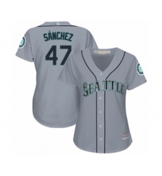 Women's Seattle Mariners #47 Ricardo Sanchez Authentic Grey Road Cool Base Baseball Player Jersey