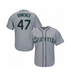 Youth Seattle Mariners #47 Ricardo Sanchez Authentic Grey Road Cool Base Baseball Player Jersey