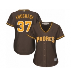 Women's San Diego Padres #37 Joey Lucchesi Authentic Brown Alternate Cool Base Baseball Player Jersey