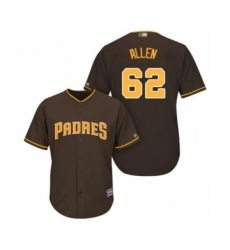 Youth San Diego Padres #62 Austin Allen Authentic Brown Alternate Cool Base Baseball Player Jersey