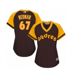Women's San Diego Padres #67 David Bednar Authentic Brown Alternate Cooperstown Cool Base Baseball Player Jersey