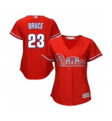 Women's Philadelphia Phillies #23 Jay Bruce Authentic Red Alternate Cool Base Baseball Player Jersey