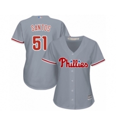 Women's Philadelphia Phillies #51 Enyel De Los Santos Authentic Grey Road Cool Base Baseball Player Jersey
