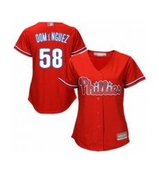 Women's Philadelphia Phillies #58 Seranthony Dominguez Authentic Red Alternate Cool Base Baseball Player Jersey