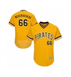 Men's Pittsburgh Pirates #66 Dovydas Neverauskas Gold Alternate Flex Base Authentic Collection Baseball Player Jersey