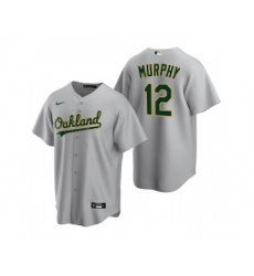 Men's Oakland Athletics #12 Sean Murphy Grey Cool Base Stitched Jersey