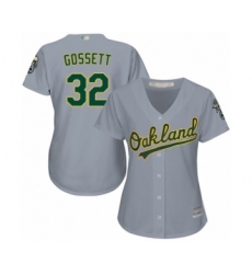 Women's Oakland Athletics #32 Daniel Gossett Authentic Grey Road Cool Base Baseball Player Jersey