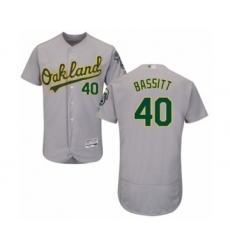 Men's Oakland Athletics #40 Chris Bassitt Grey Road Flex Base Authentic Collection Baseball Player Jersey