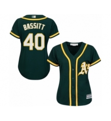 Women's Oakland Athletics #40 Chris Bassitt Authentic Green Alternate 1 Cool Base Baseball Player Jersey