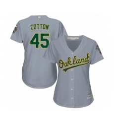 Women's Oakland Athletics #45 Jharel Cotton Authentic Grey Road Cool Base Baseball Player Jersey