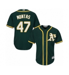 Youth Oakland Athletics #47 Frankie Montas Authentic Green Alternate 1 Cool Base Baseball Player Jersey