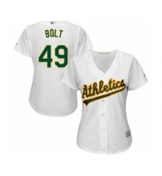 Women's Oakland Athletics #49 Skye Bolt Authentic White Home Cool Base Baseball Player Jersey