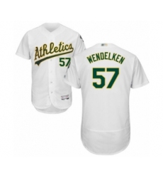 Men's Oakland Athletics #57 J.B. Wendelken White Home Flex Base Authentic Collection Baseball Player Jersey