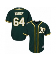 Youth Oakland Athletics #64 Sheldon Neuse Authentic Green Alternate 1 Cool Base Baseball Player Jersey