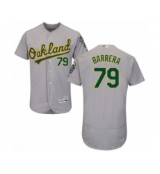Men's Oakland Athletics #79 Luis Barrera Grey Road Flex Base Authentic Collection Baseball Player Jersey