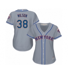 Women's New York Mets #38 Justin Wilson Authentic Grey Road Cool Base Baseball Player Jersey
