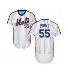 Men's New York Mets #55 Corey Oswalt White Alternate Flex Base Authentic Collection Baseball Player Jersey