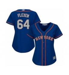 Women's New York Mets #64 Chris Flexen Replica Royal Blue Alternate Road Cool Base Baseball Player Jersey