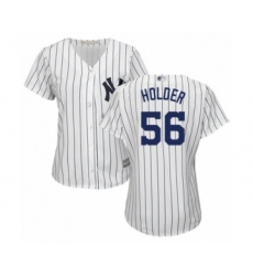 Women's New York Yankees #56 Jonathan Holder Authentic White Home Baseball Player Jersey