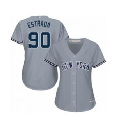 Women's New York Yankees #90 Thairo Estrada Authentic Grey Road Baseball Player Jersey