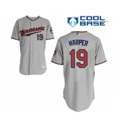 Men's Minnesota Twins #19 Ryne Harper Authentic Grey Road Cool Base Baseball Player Jersey