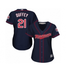 Women's Minnesota Twins #21 Tyler Duffey Authentic Navy Blue Alternate Road Cool Base Baseball Player Jersey